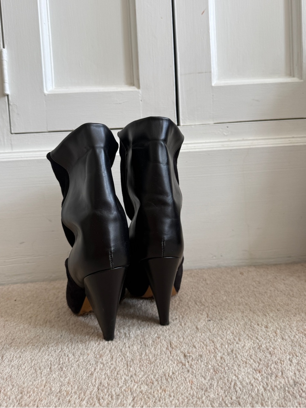 Isabel Marant Black Pointed Suede & Leather Slouch Ankle Boots - Picture 4 of 5